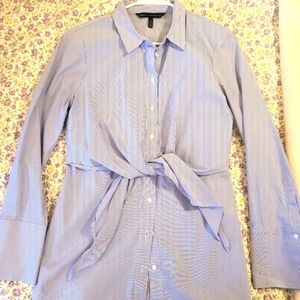 WHBM Button Up Tie Front Blouse